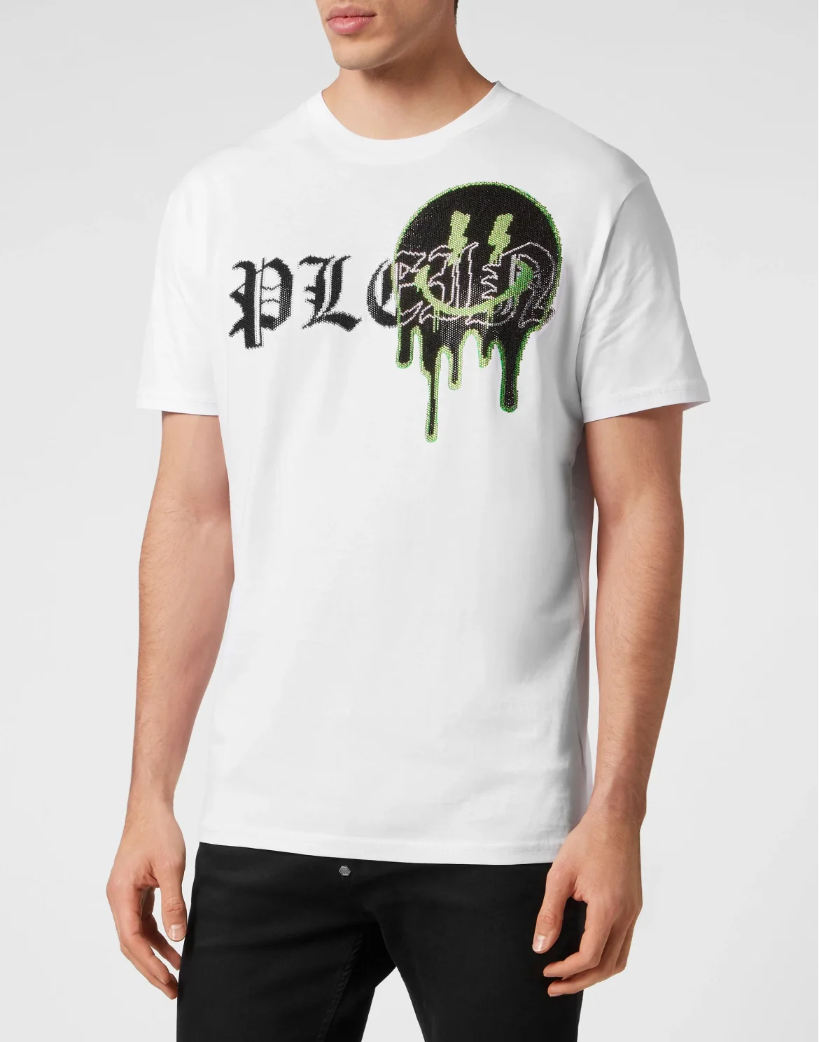 T-shirt Round Neck SS with stones Smile, цвет: Белый