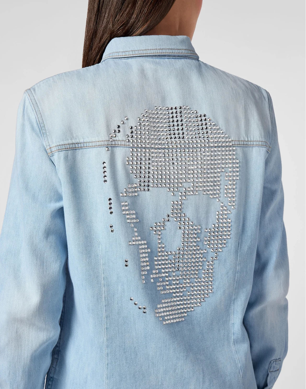 Denim Regular Shirt Crystal Skull, цвет: Синий