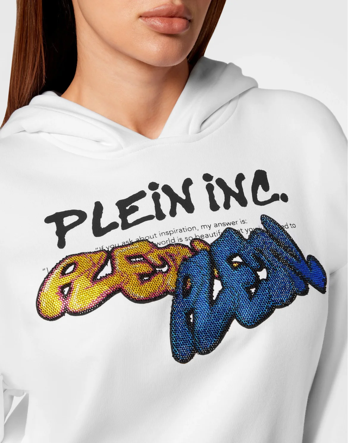 Cropped Hoodie Sweatshirt Bombing Graffiti, цвет: Белый