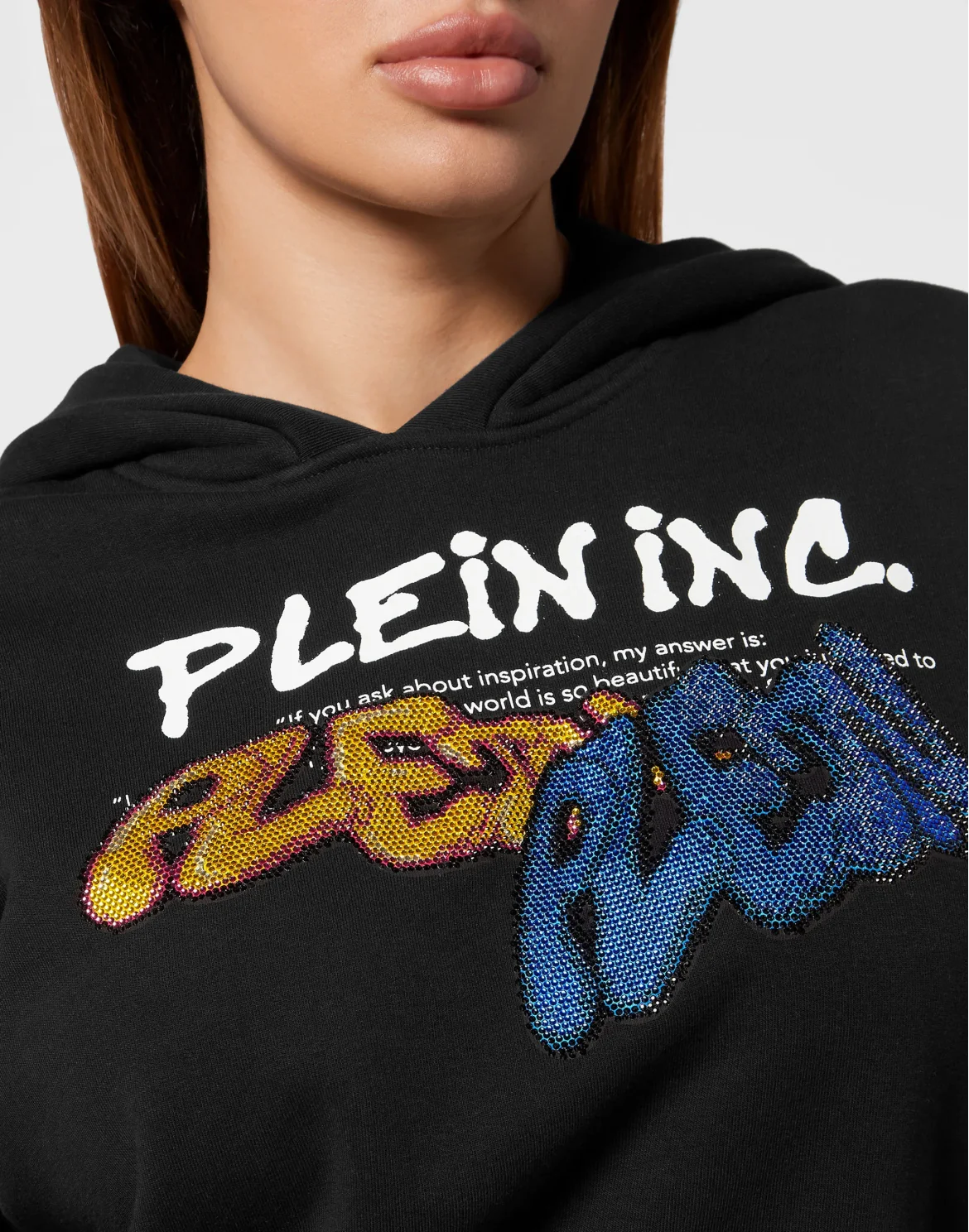 Cropped Hoodie Sweatshirt Bombing Graffiti, цвет: Черный