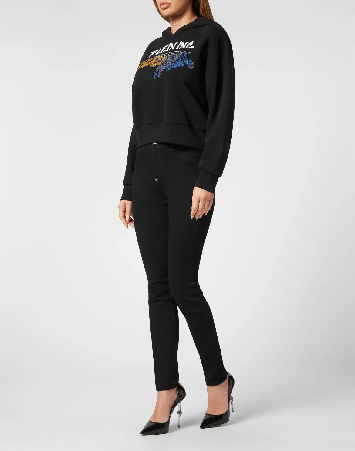 Cropped Hoodie Sweatshirt Bombing Graffiti, цвет: Черный