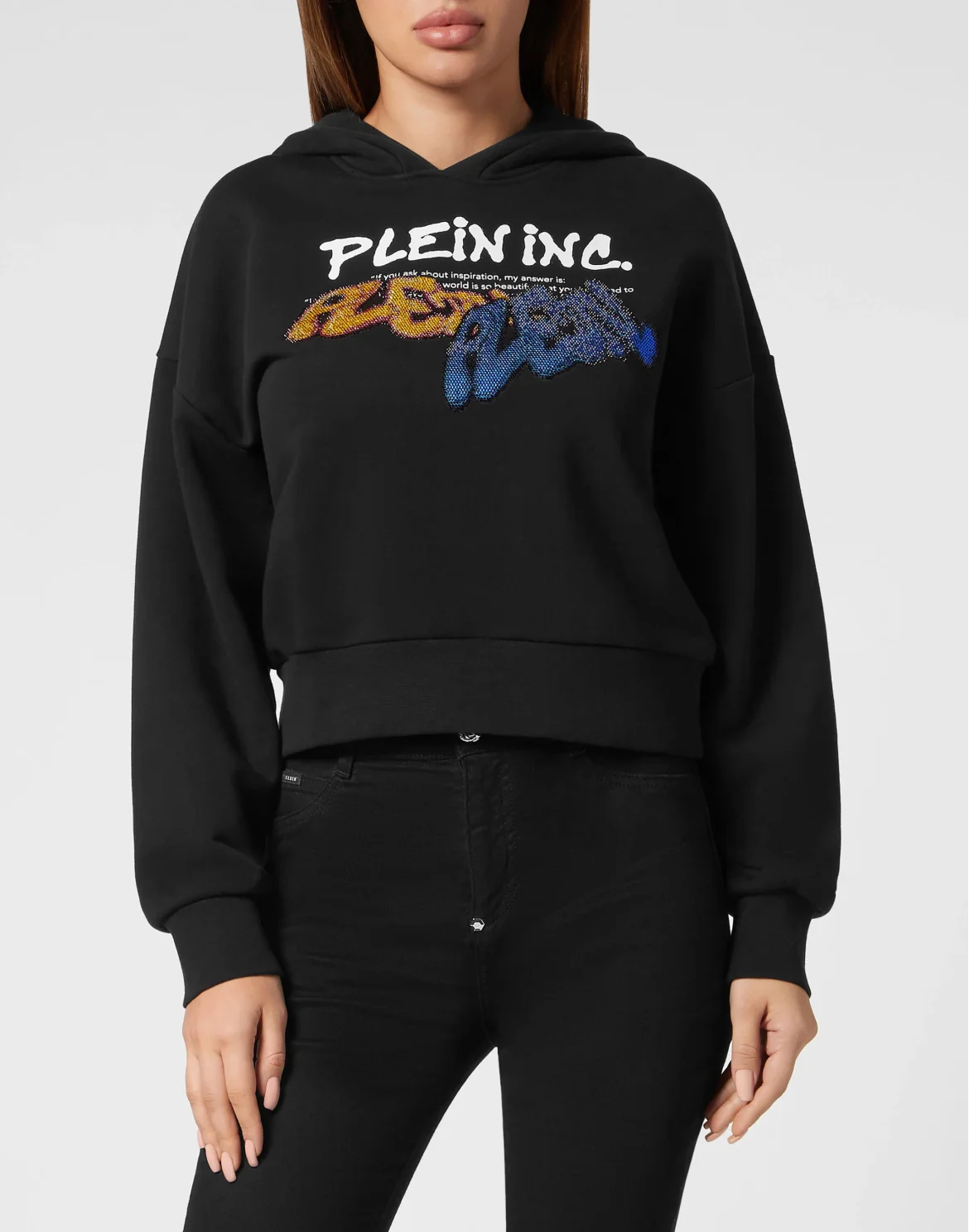 Cropped Hoodie Sweatshirt Bombing Graffiti, цвет: Черный