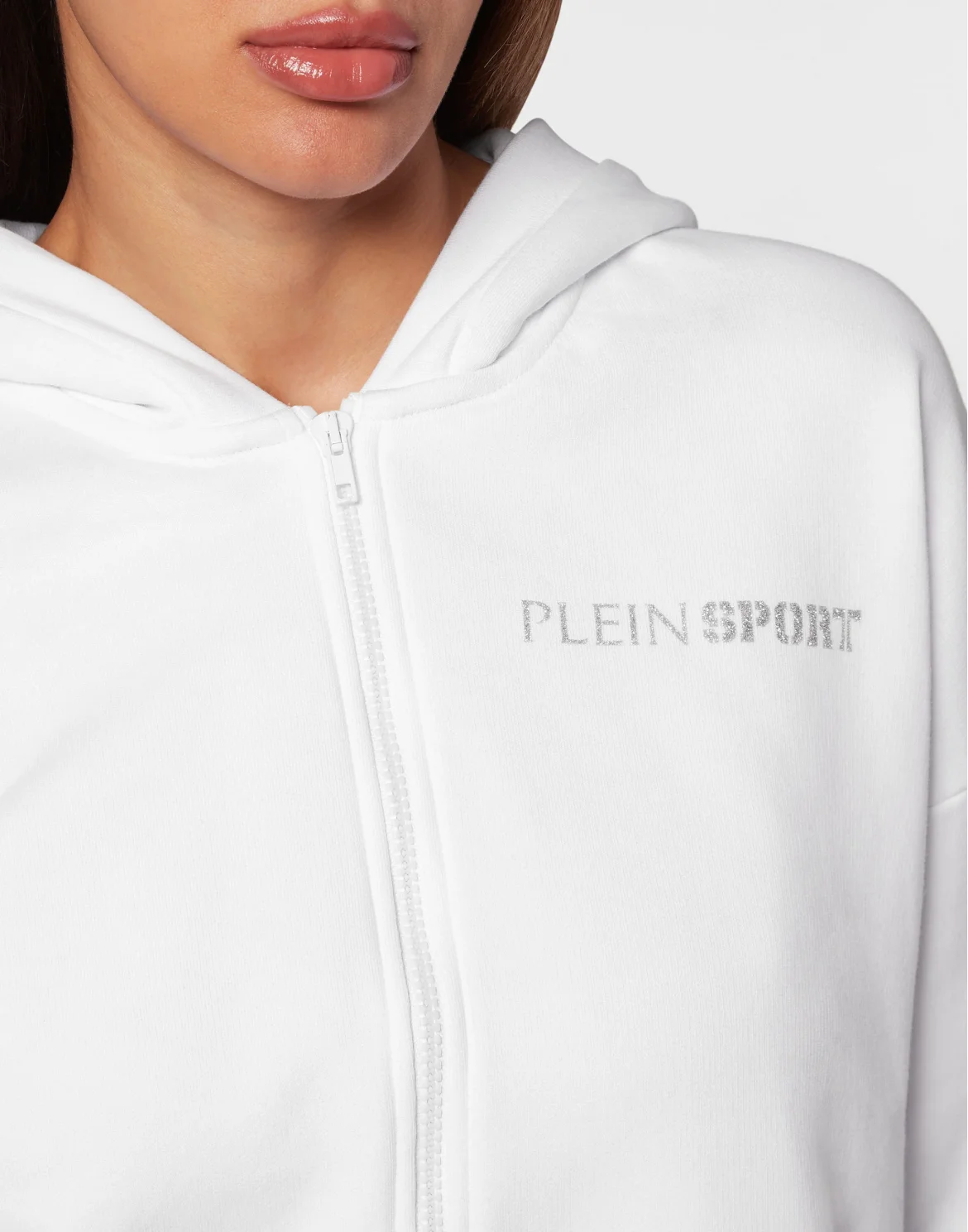 Cropped Hoodie Sweatjacket Scratch, цвет: Белый