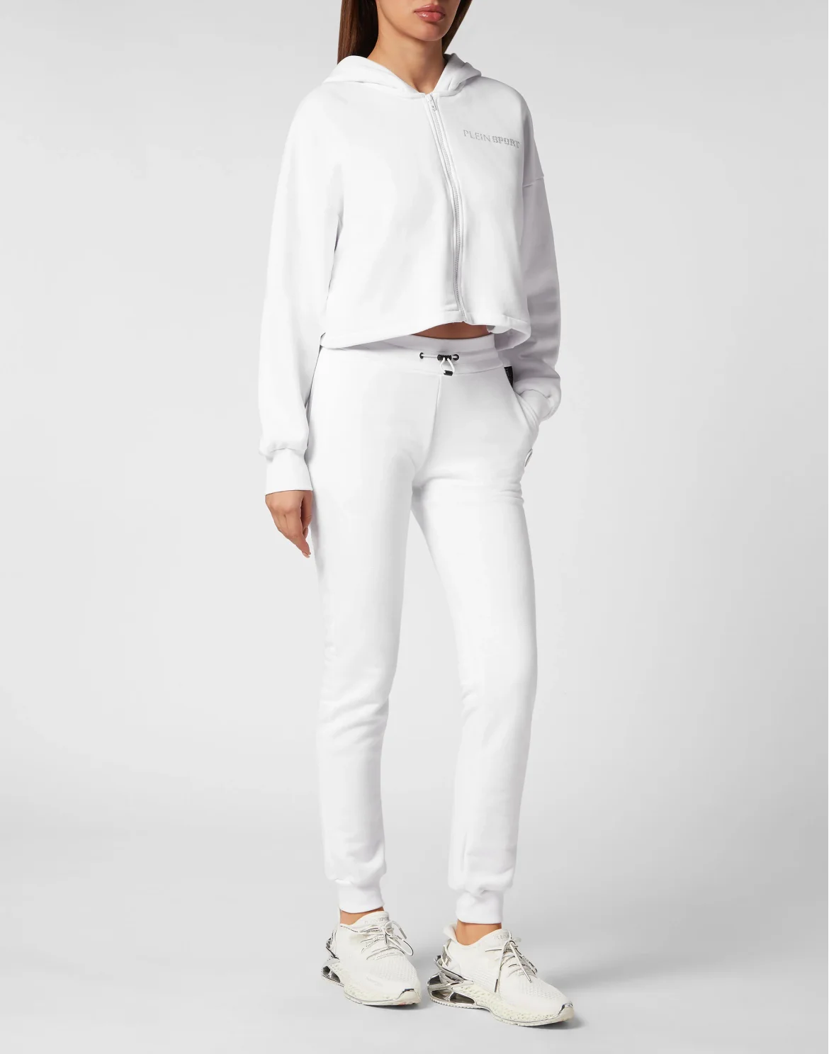 Cropped Hoodie Sweatjacket Scratch, цвет: Белый