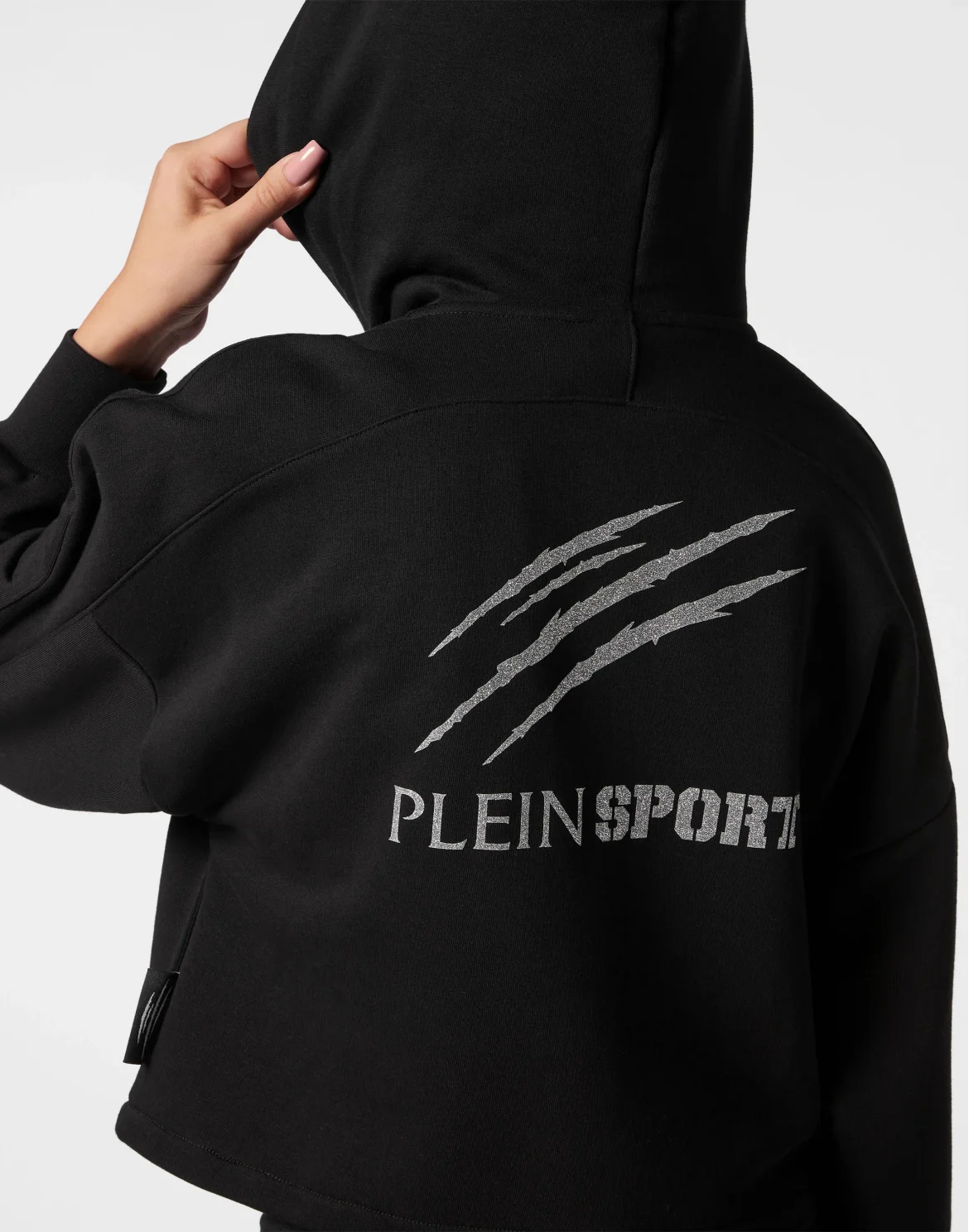Cropped Hoodie Sweatjacket Scratch, цвет: Черный