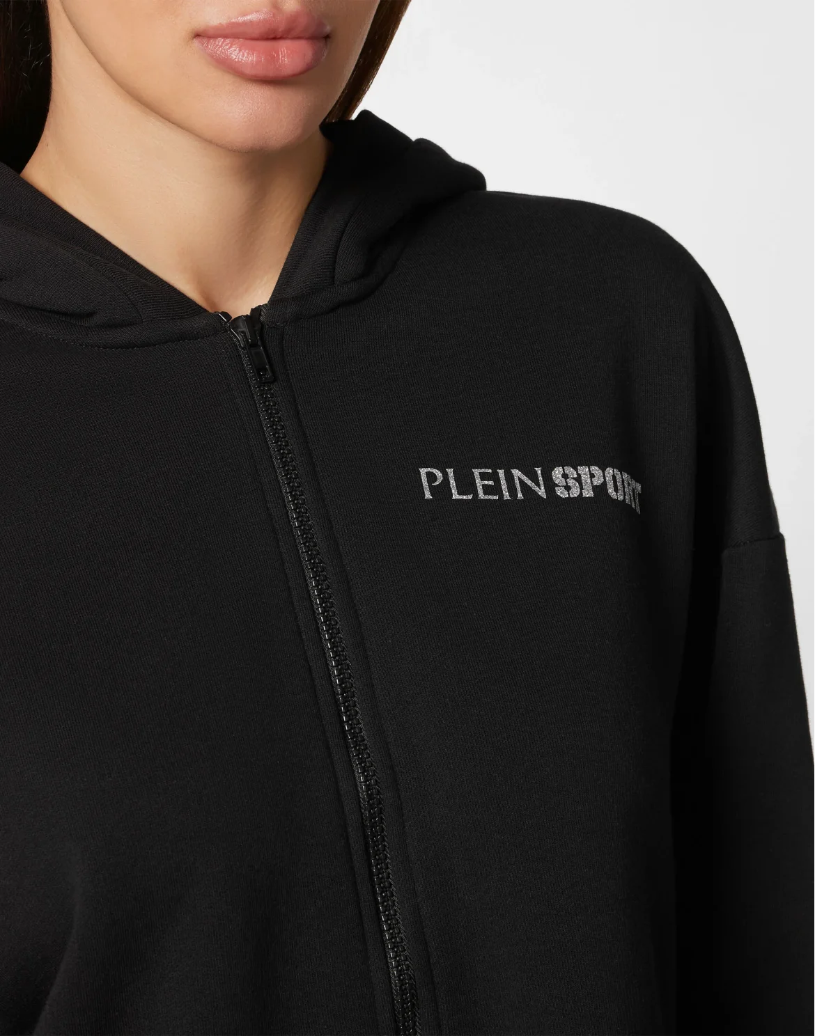 Cropped Hoodie Sweatjacket Scratch, цвет: Черный