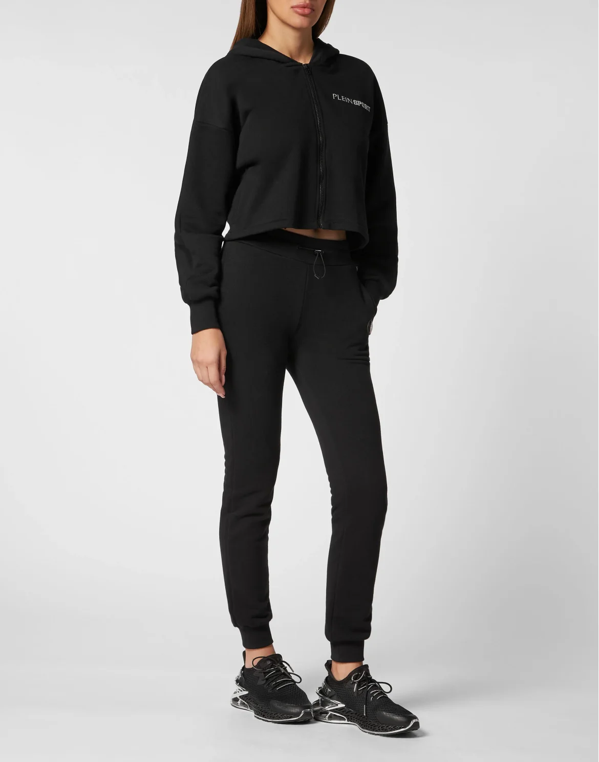 Cropped Hoodie Sweatjacket Scratch, цвет: Черный