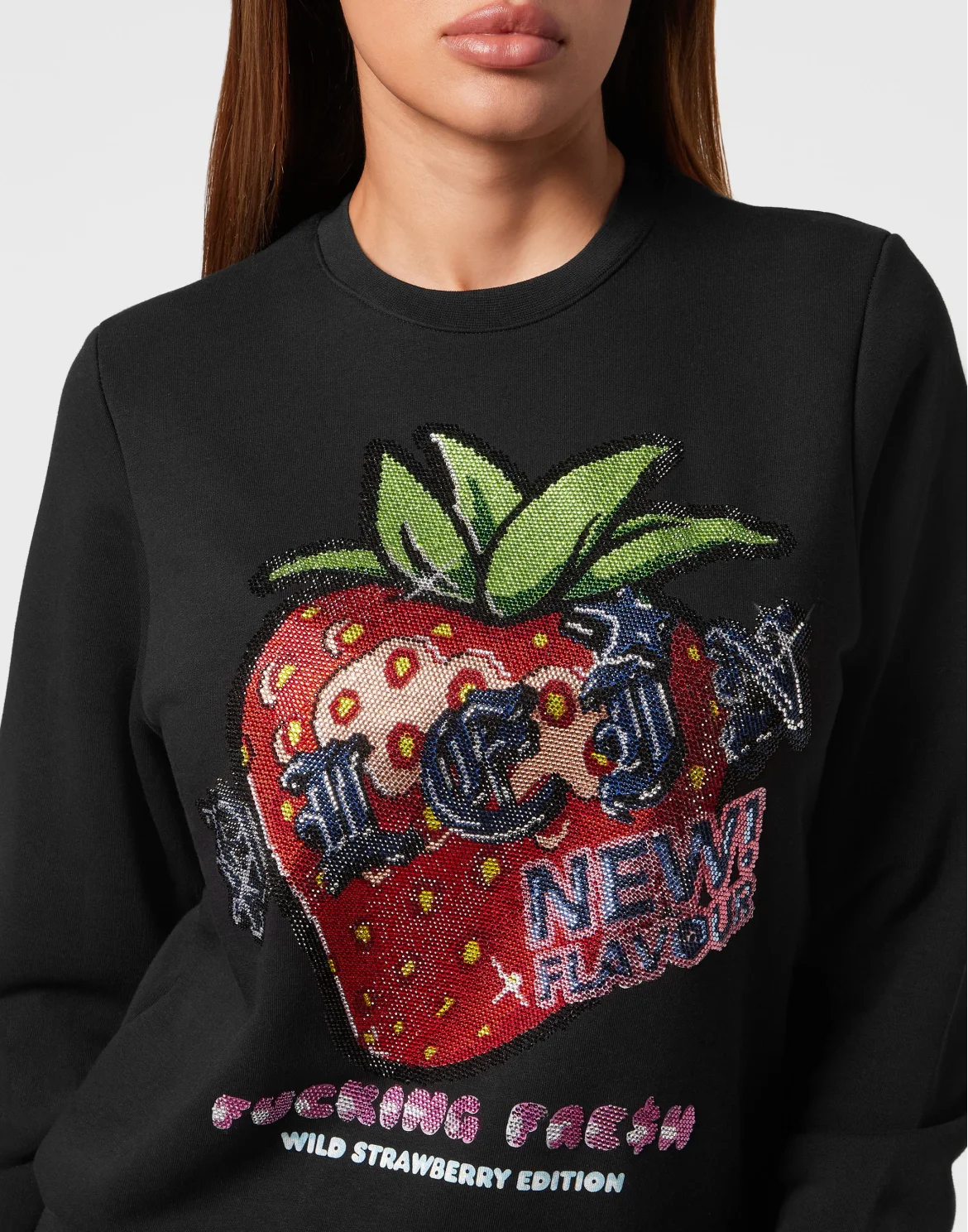 Strass Sweatshirt Roundneck Tutti Frutti, цвет: Черный