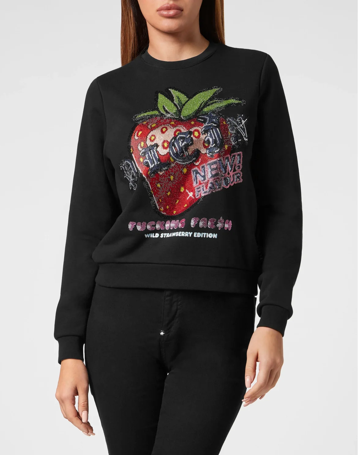 Strass Sweatshirt Roundneck Tutti Frutti, цвет: Черный