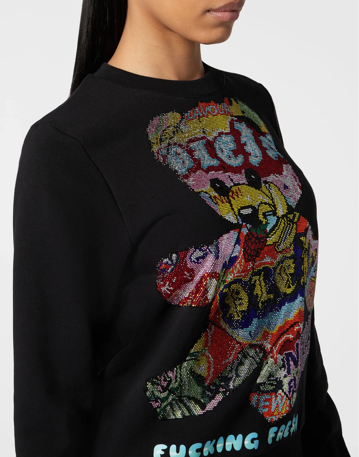 Strass Sweatshirt Roundneck Tutti Frutti, цвет: Черный