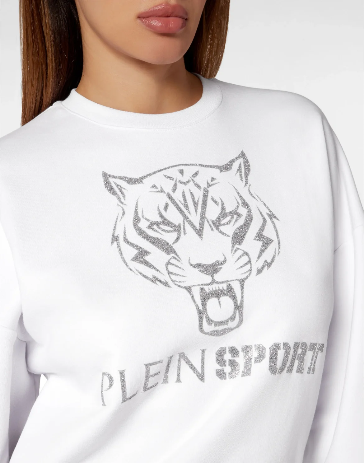 Cropped Hoodie Sweatjacket Tiger, цвет: Белый