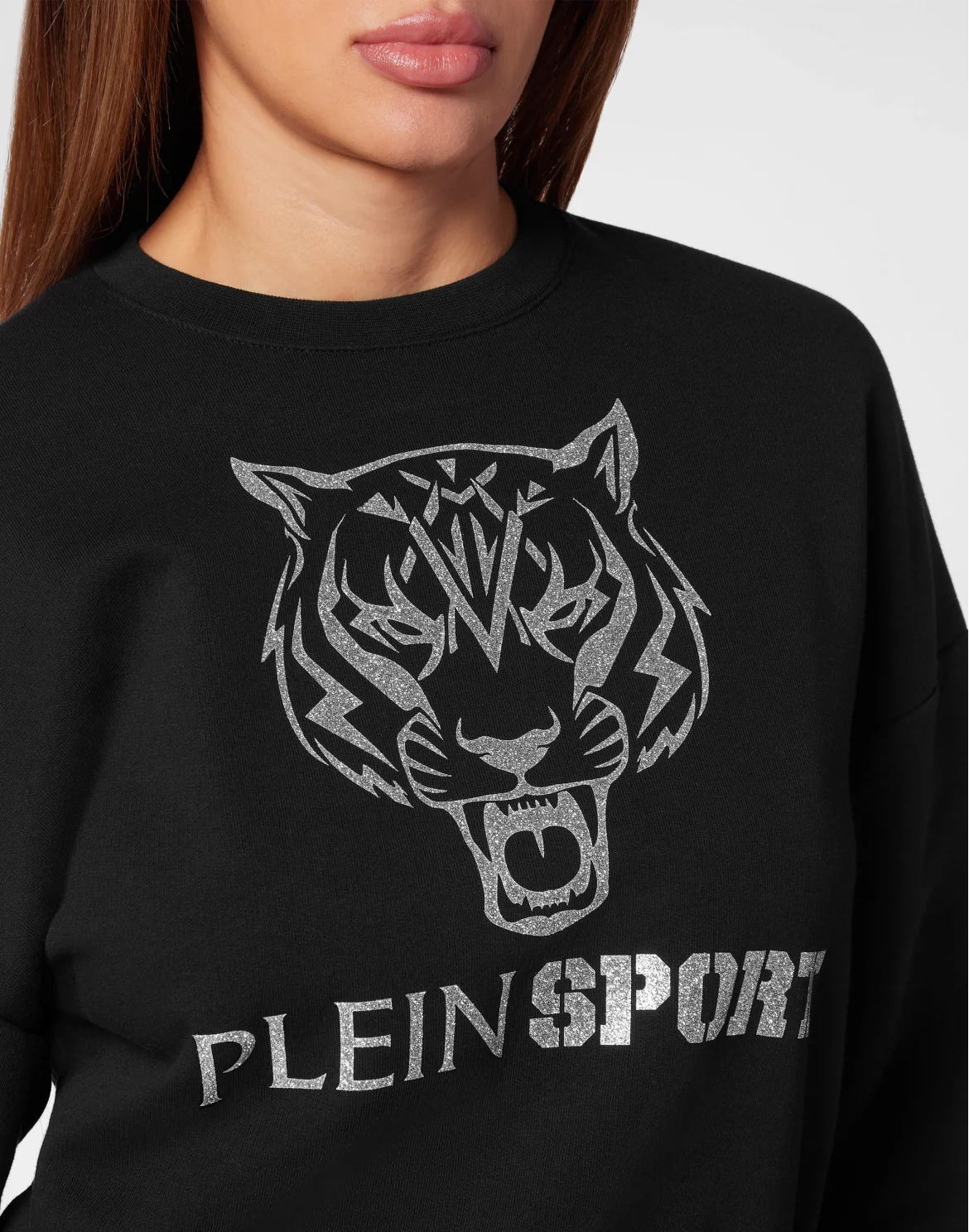 Cropped Hoodie Sweatjacket Tiger, цвет: Черный