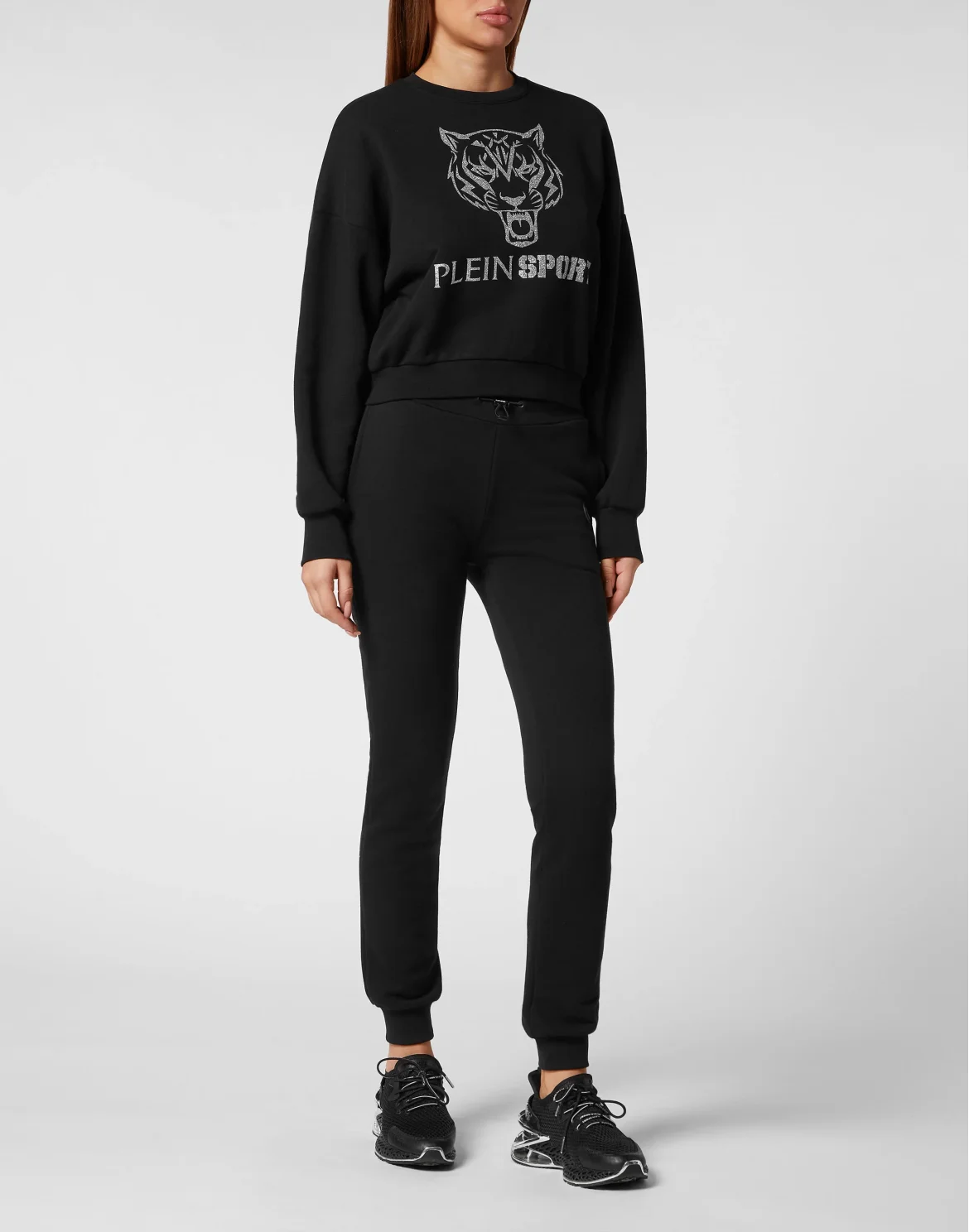 Cropped Hoodie Sweatjacket Tiger, цвет: Черный