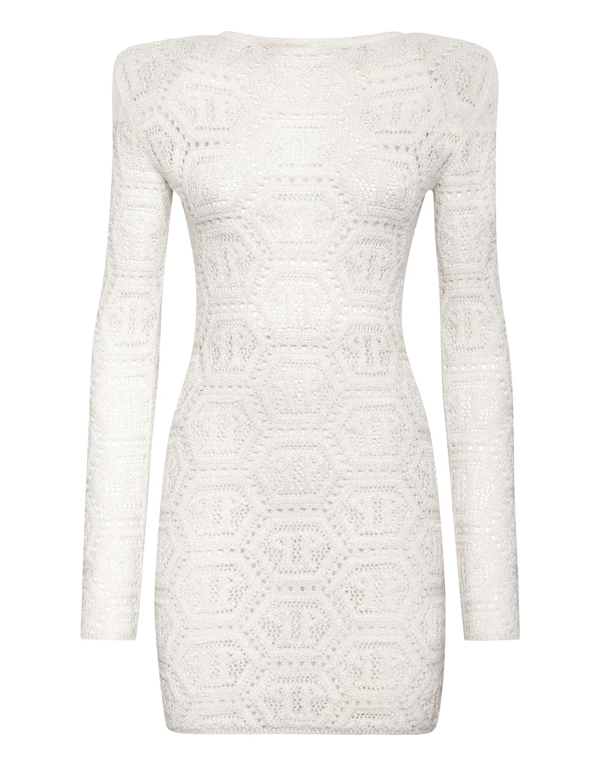 Lurex Knit Mini Dress Monogram, цвет: Белый