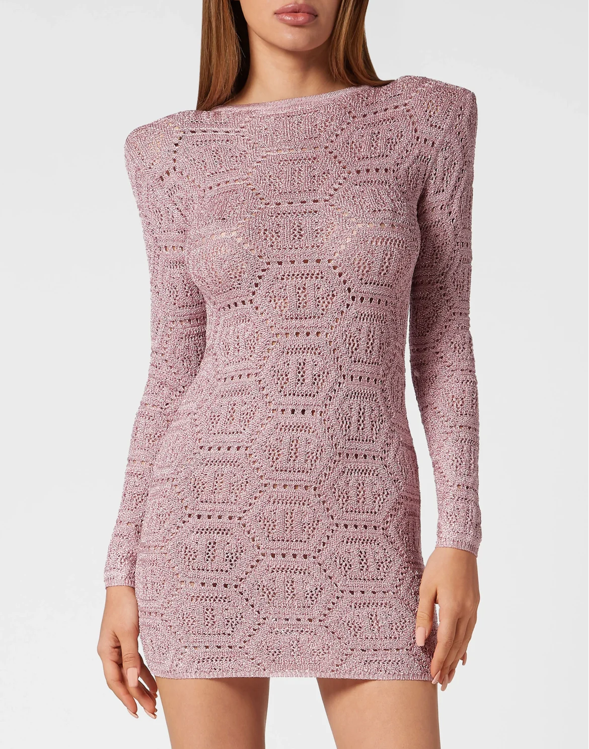 Lurex Knit Mini Dress Monogram, цвет: Розовый
