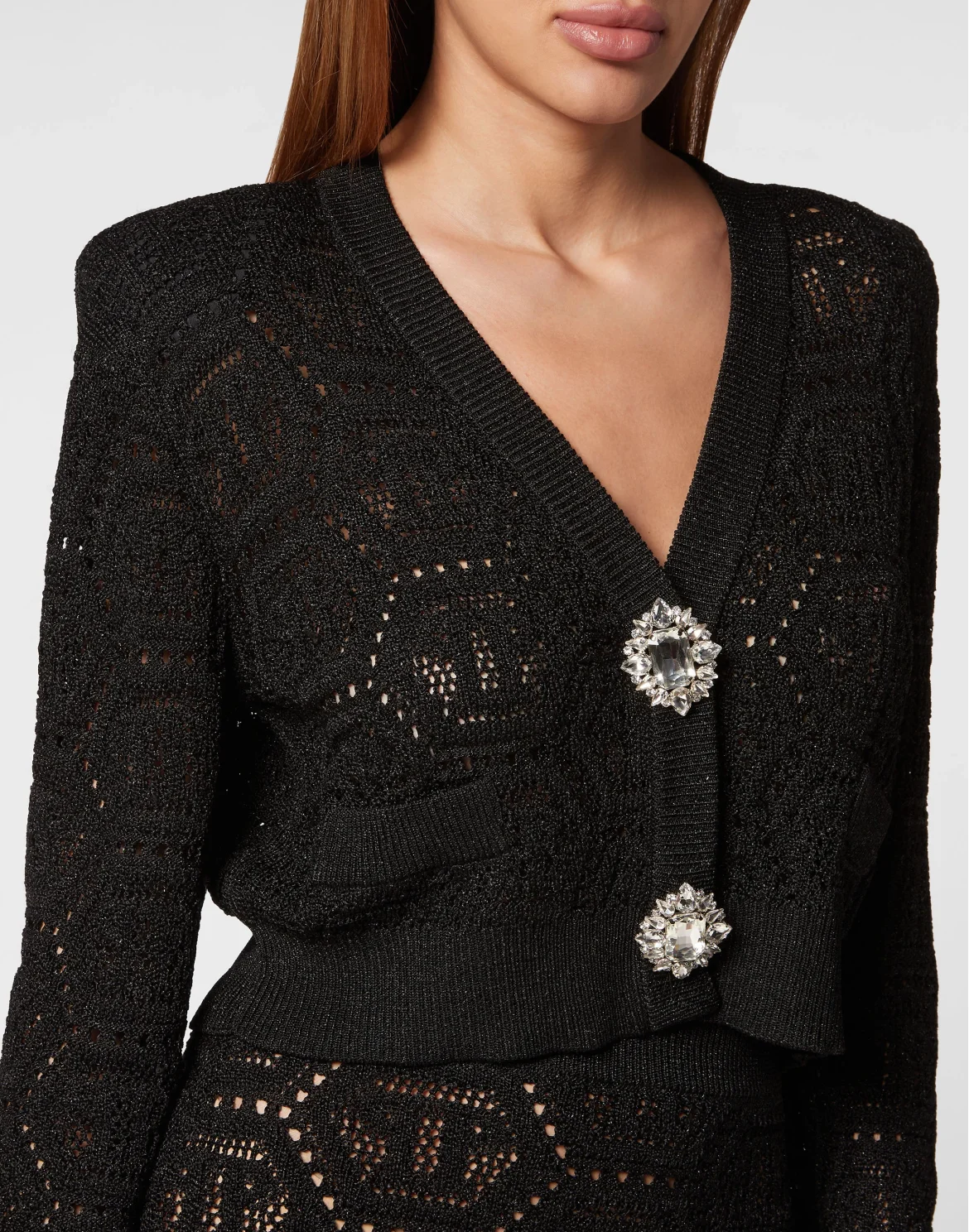 Lurex Knit Cardigan Monogram, цвет: Черный