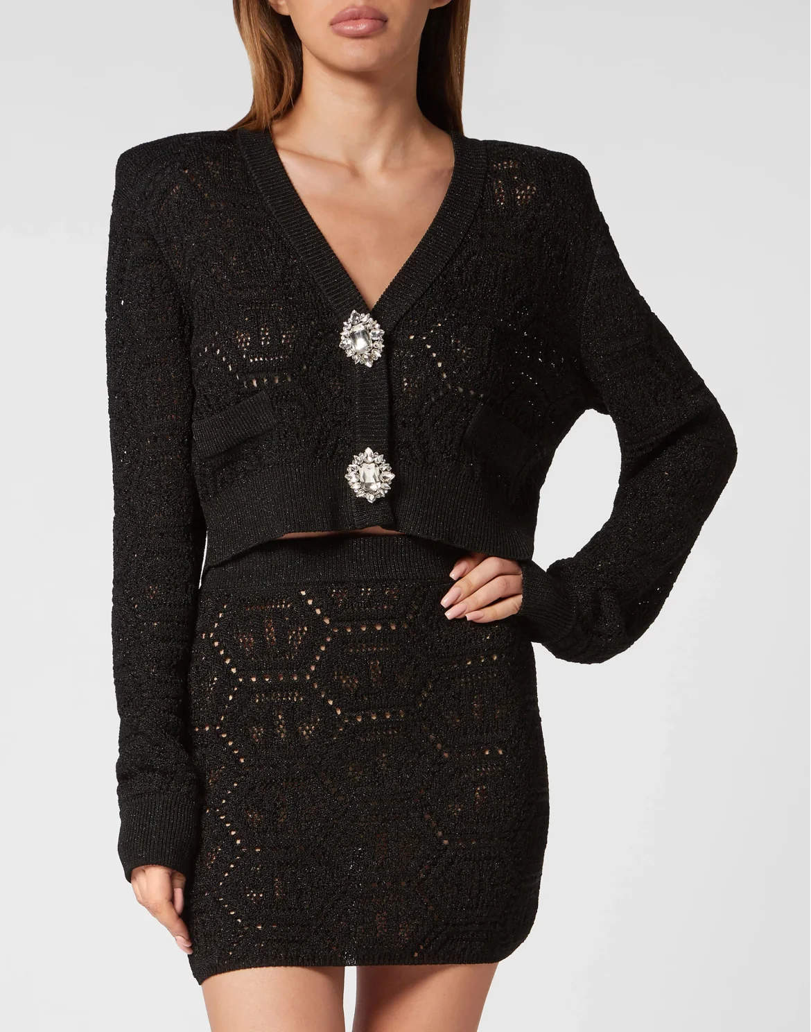 Lurex Knit Cardigan Monogram, цвет: Черный