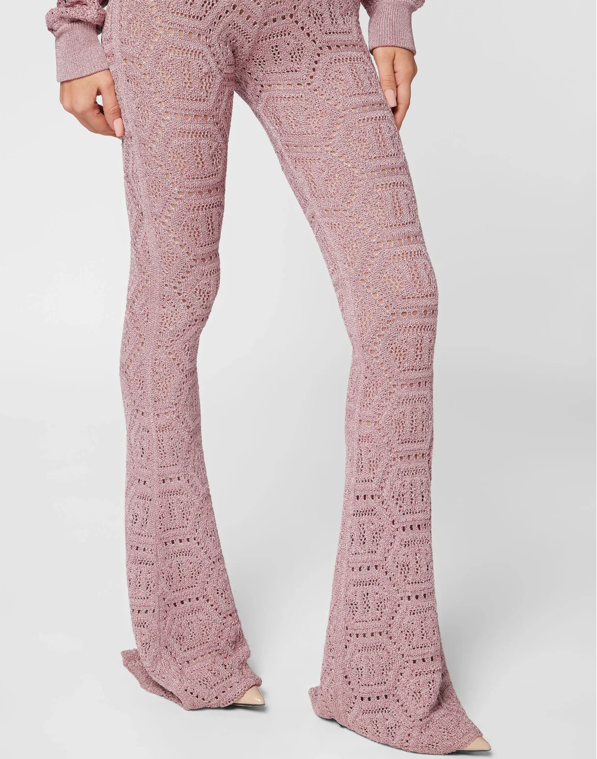 Lurex Knit Trousers Monogram, цвет: Розовый
