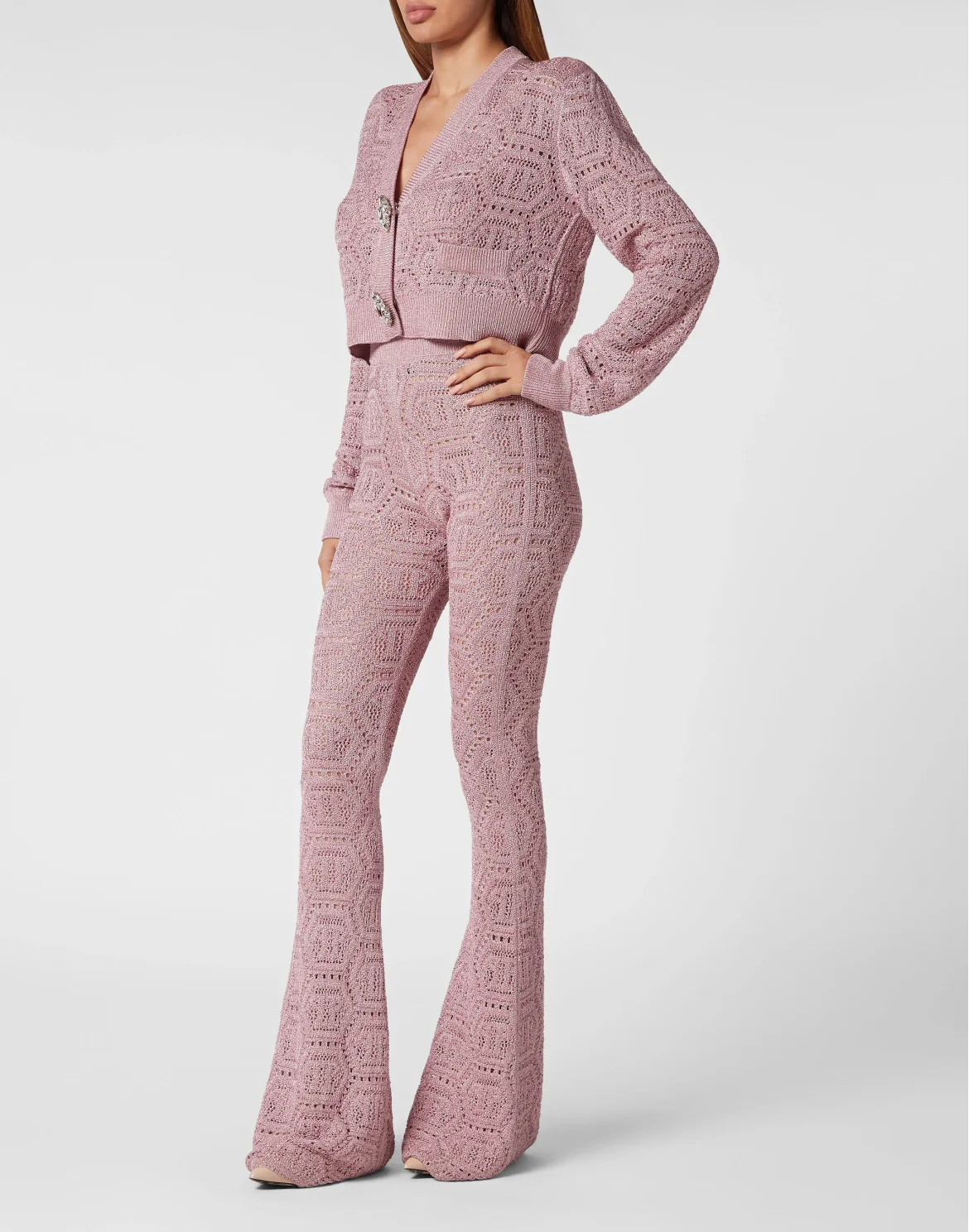 Lurex Knit Trousers Monogram, цвет: Розовый