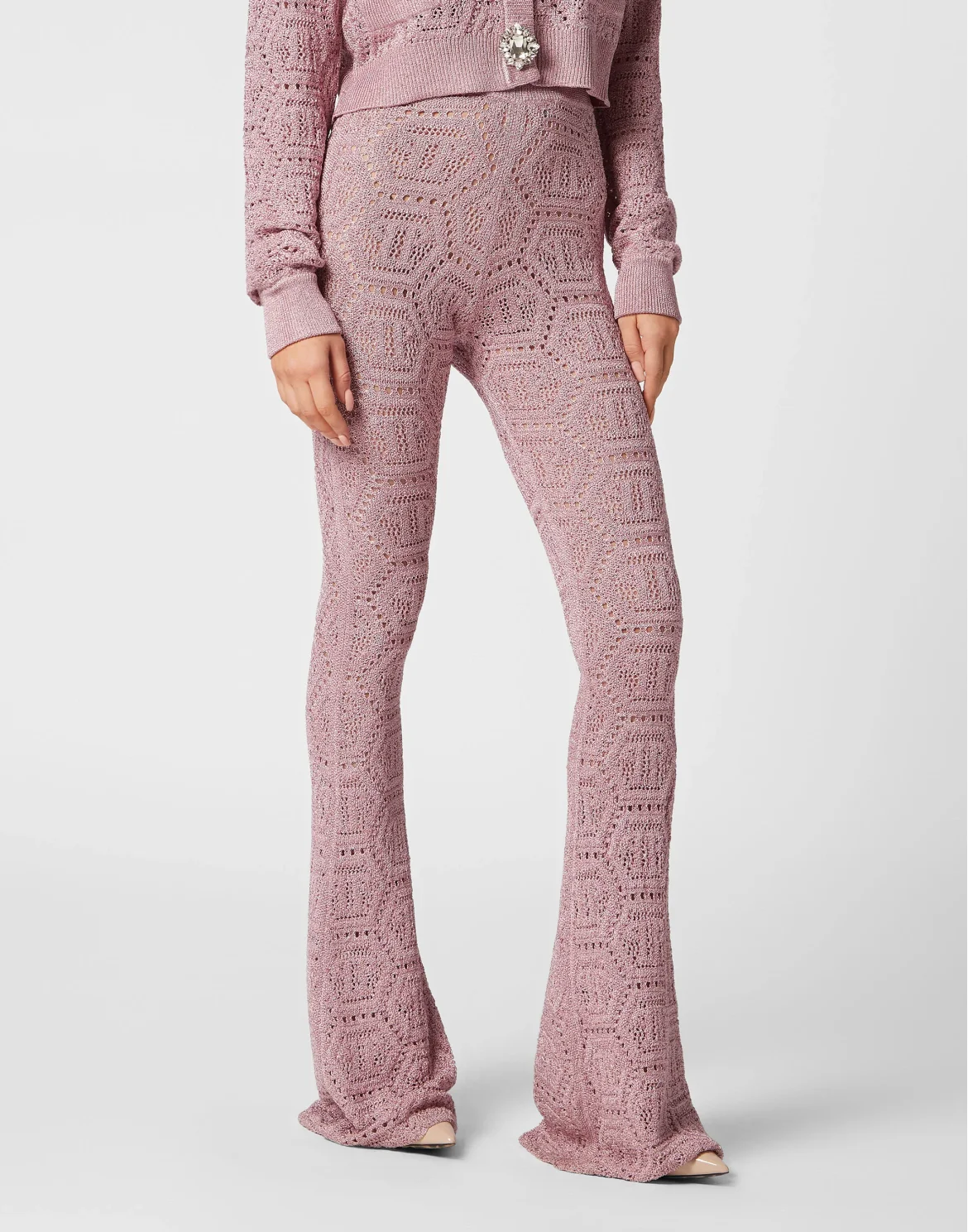 Lurex Knit Trousers Monogram, цвет: Розовый