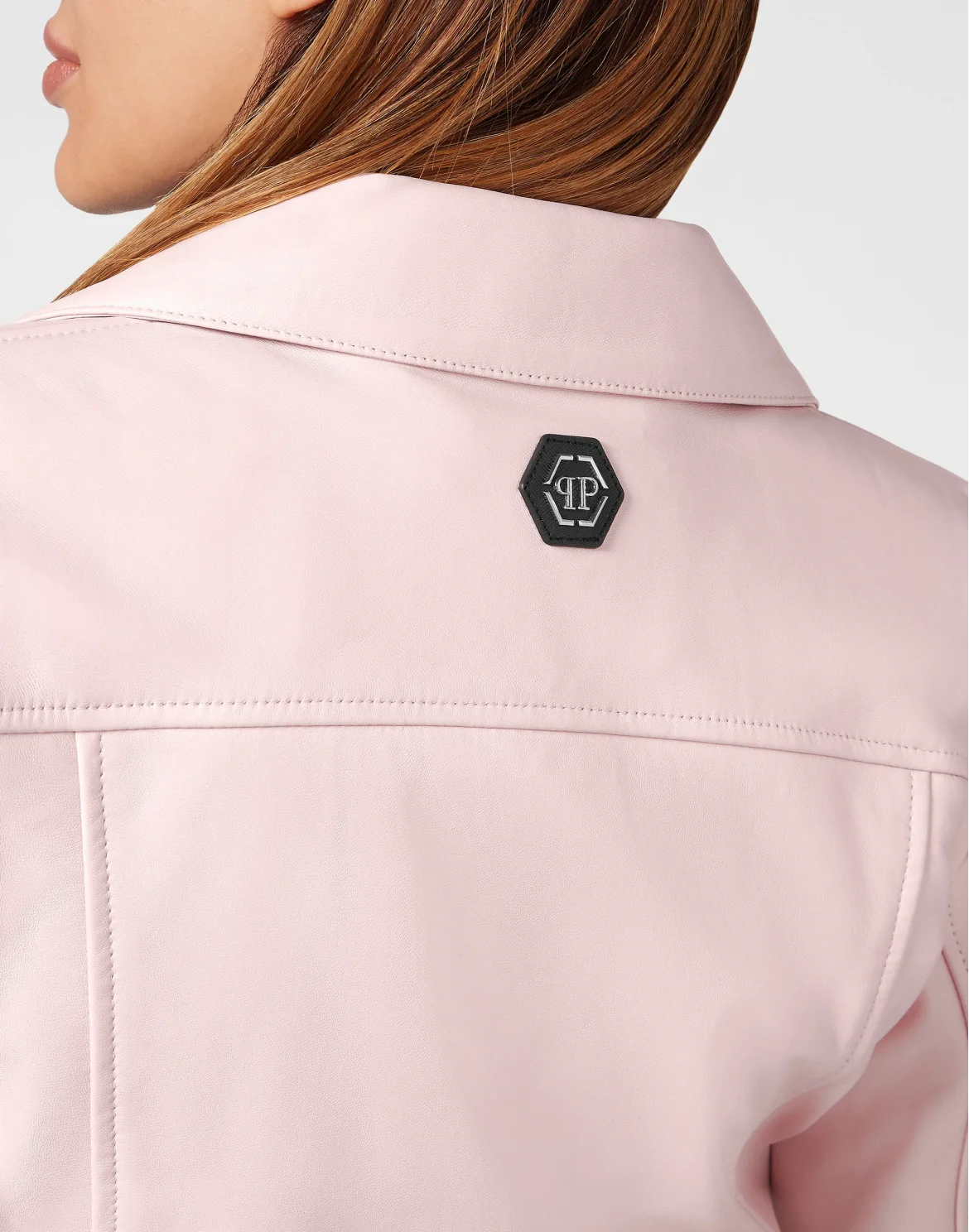 Cropped Boxy Leather Jacket, цвет: Розовый
