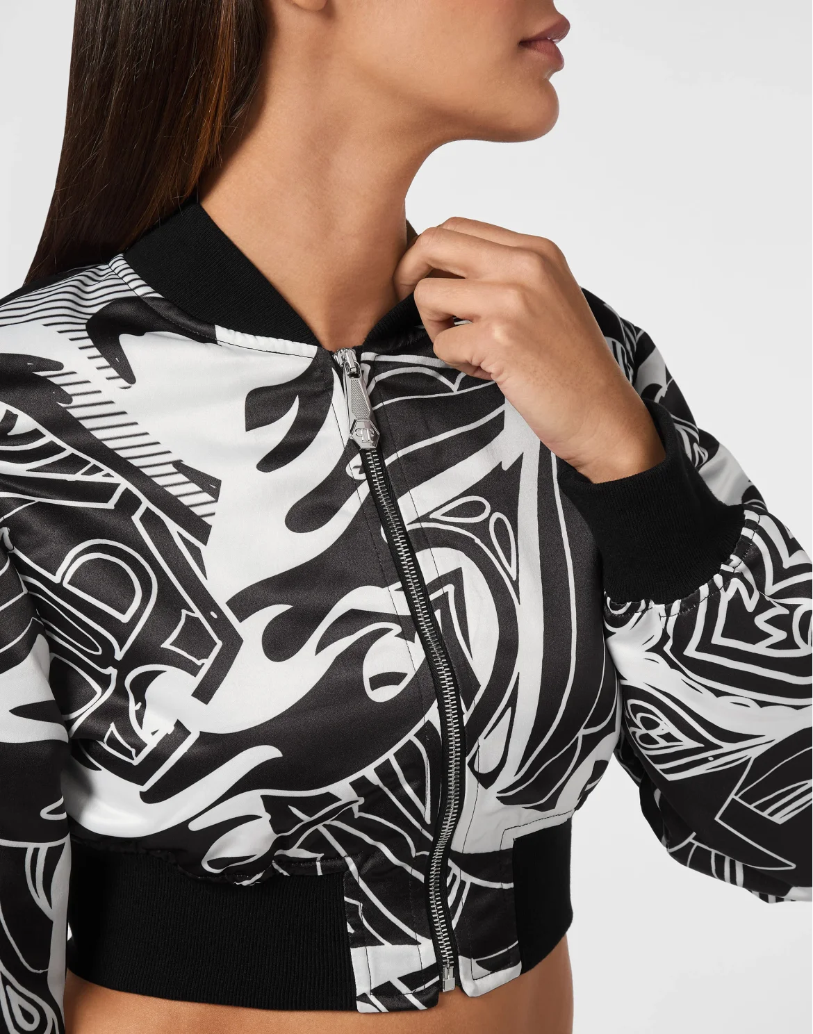 Satin Cropped Bomber, цвет: Мультиколор