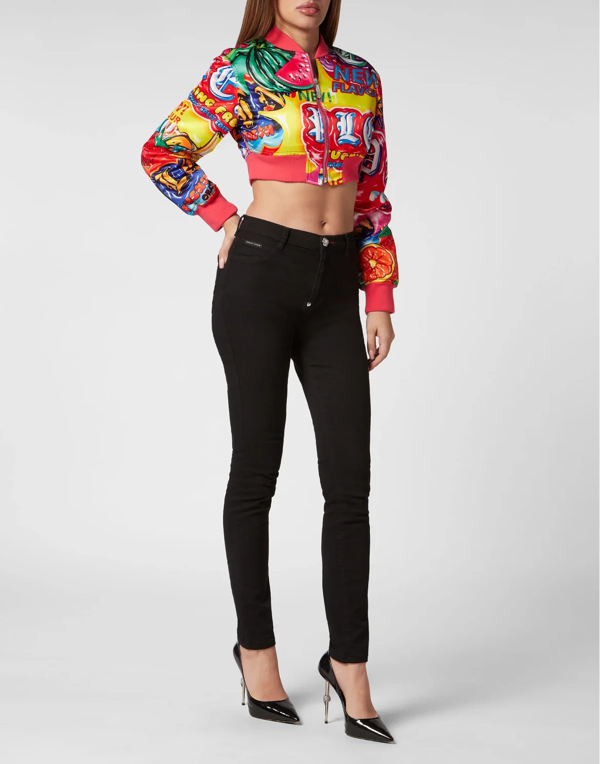 Super Cropped Oversize Bomber, цвет: Мультиколор