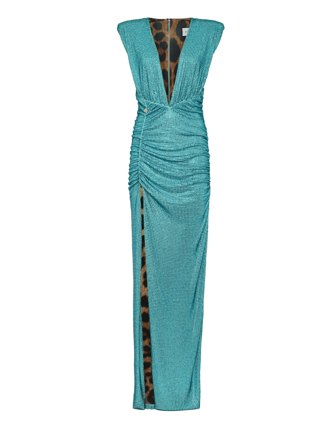 Padded Shoulder Long Dress LS Crystal, цвет: Голубой