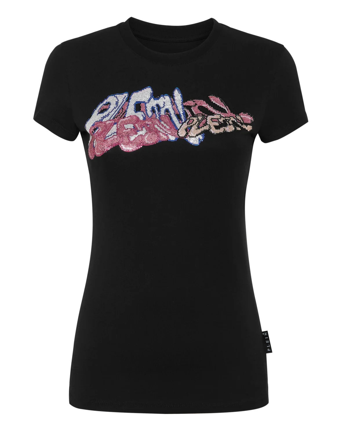 T-Shirt Sexy Pure with Crystals Bombing Graffiti, цвет: Черный