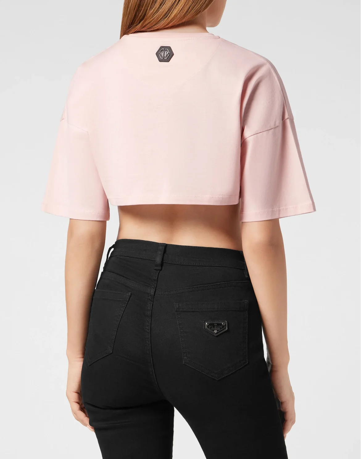 Cropped T-shirt with Crystals Philipp Plein TM, цвет: Розовый
