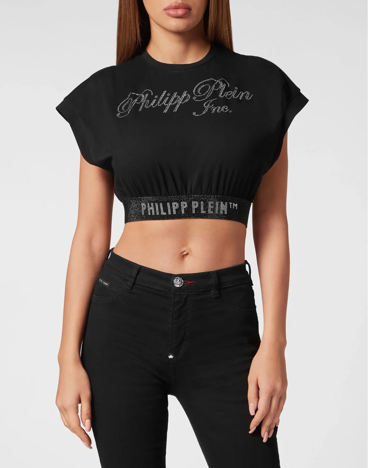 Cropped Top with Crystals Philipp Plein TM, цвет: Черный