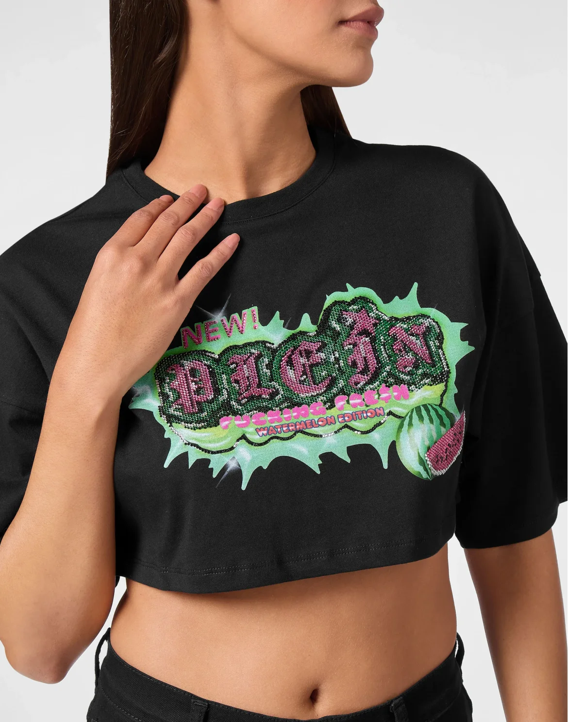 Cropped T-shirt Tutti Frutti, цвет: Черный