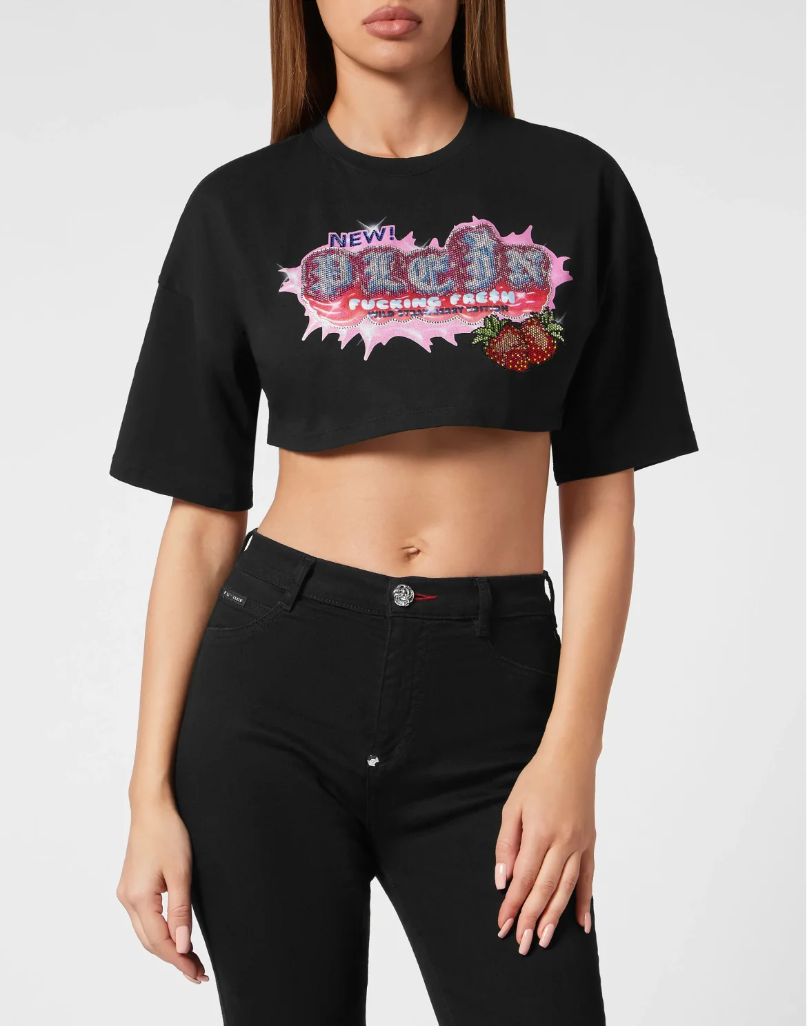 Cropped T-shirt Tutti Frutti, цвет: Черный