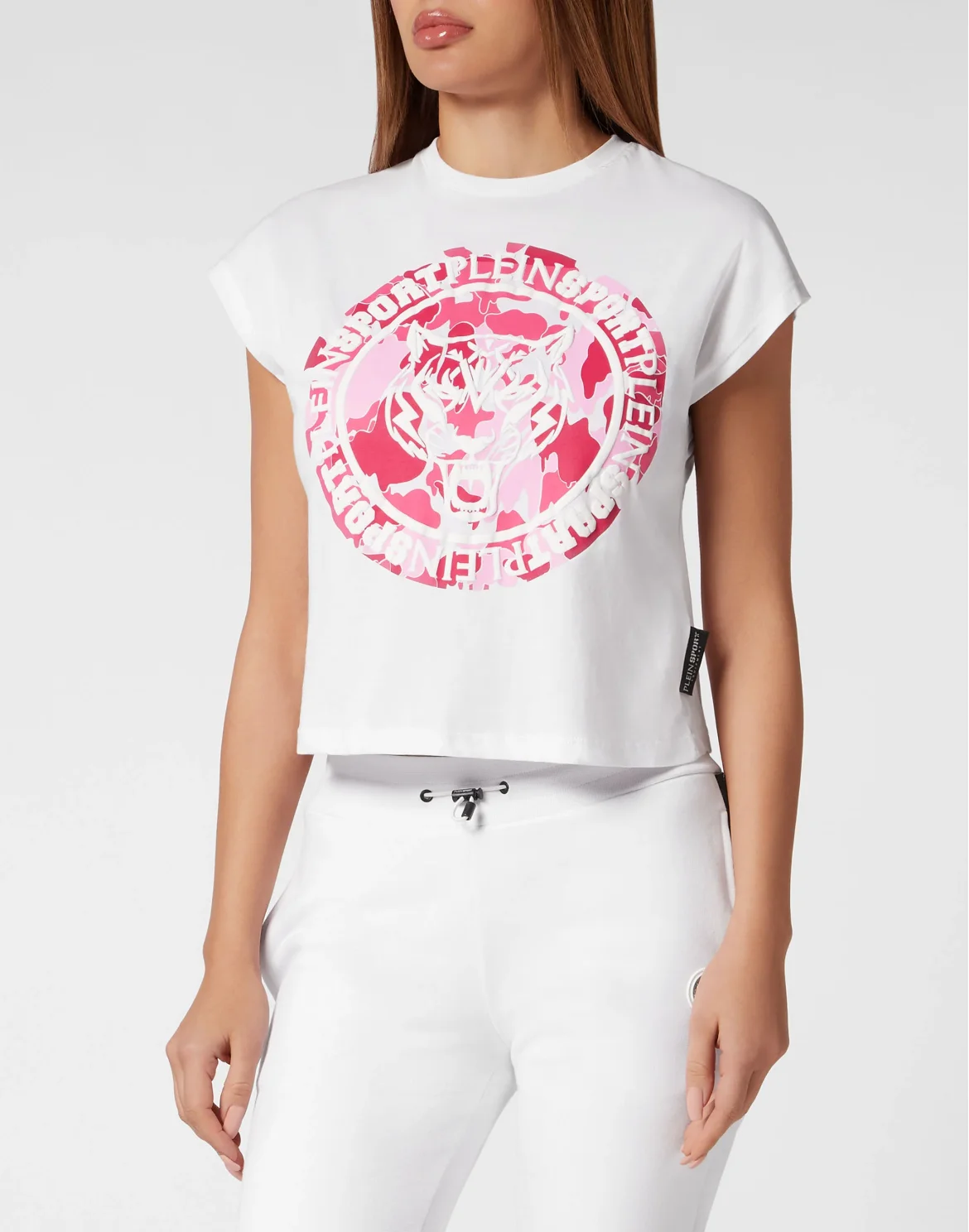 Sleeveless Cropped T-shirt Round Neck Carbon Tiger, цвет: Белый