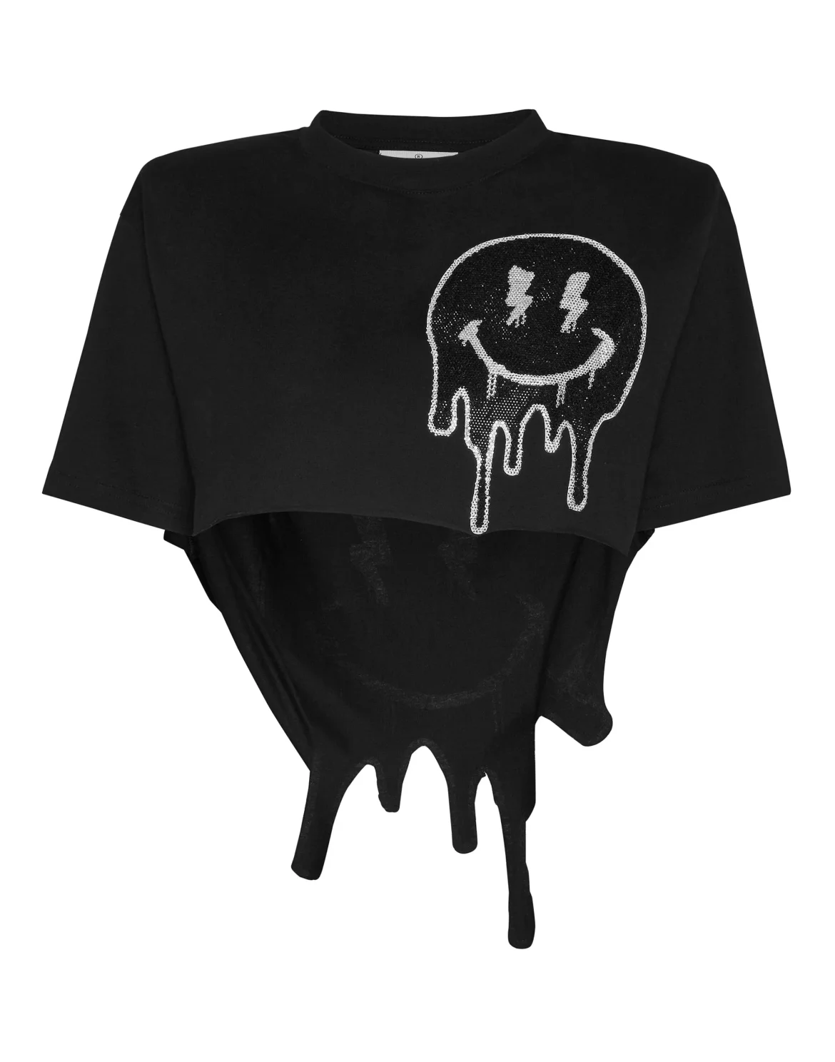 Cropped T-shirt Round Neck SS Smile, цвет: Черный