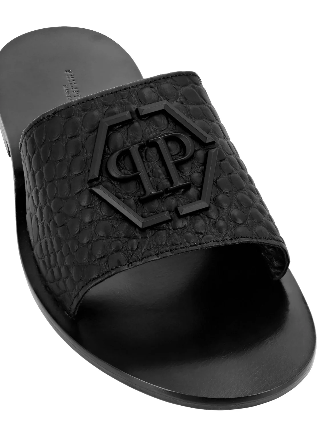 Flat Crocco Printed Sandals, цвет: Черный