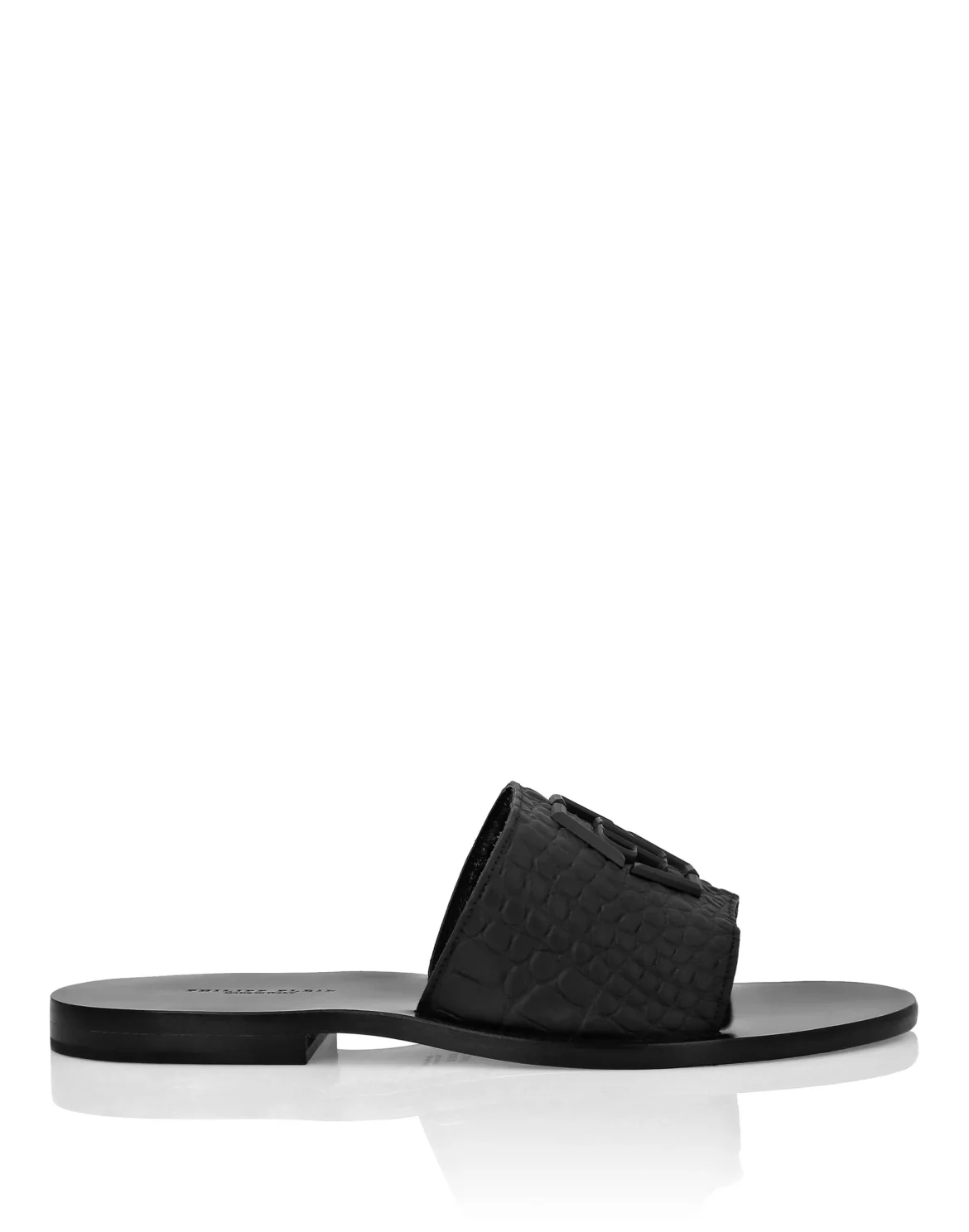Flat Crocco Printed Sandals, цвет: Черный