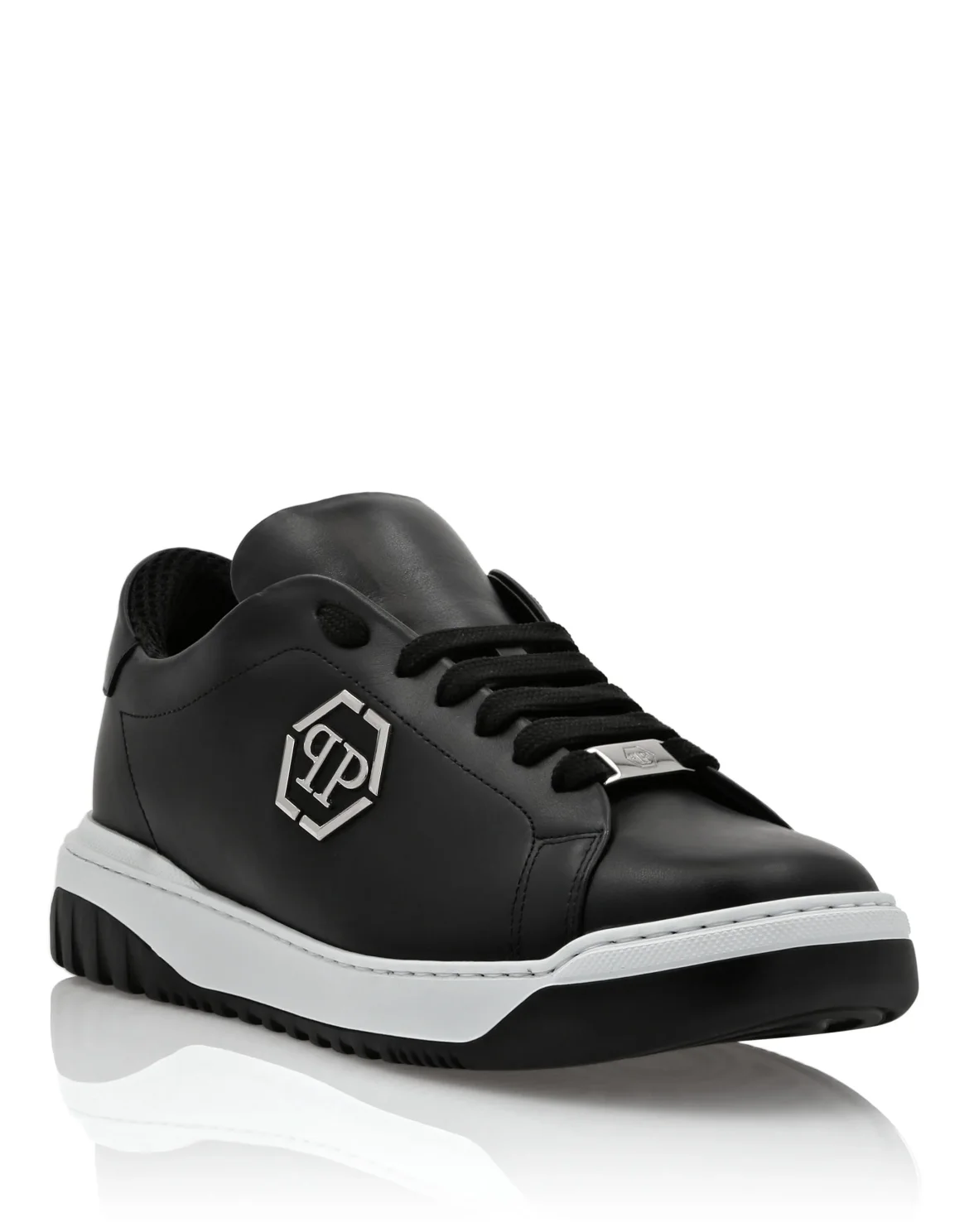 Leather Lo-Top Sneakers Skull&Bones, цвет: Черный