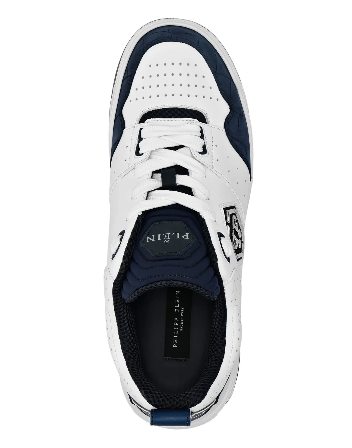 Croco Printed Leather Lo-Top Sneakers, цвет: Белый