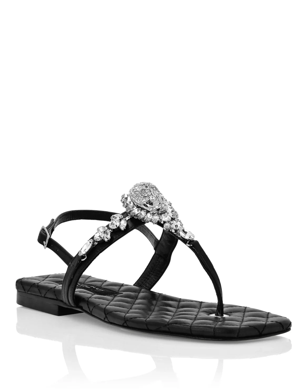 Flat Nappa Sandals Crystal, цвет: Черный