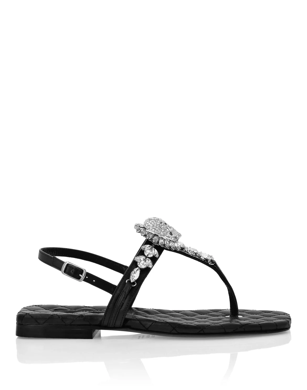 Flat Nappa Sandals Crystal, цвет: Черный