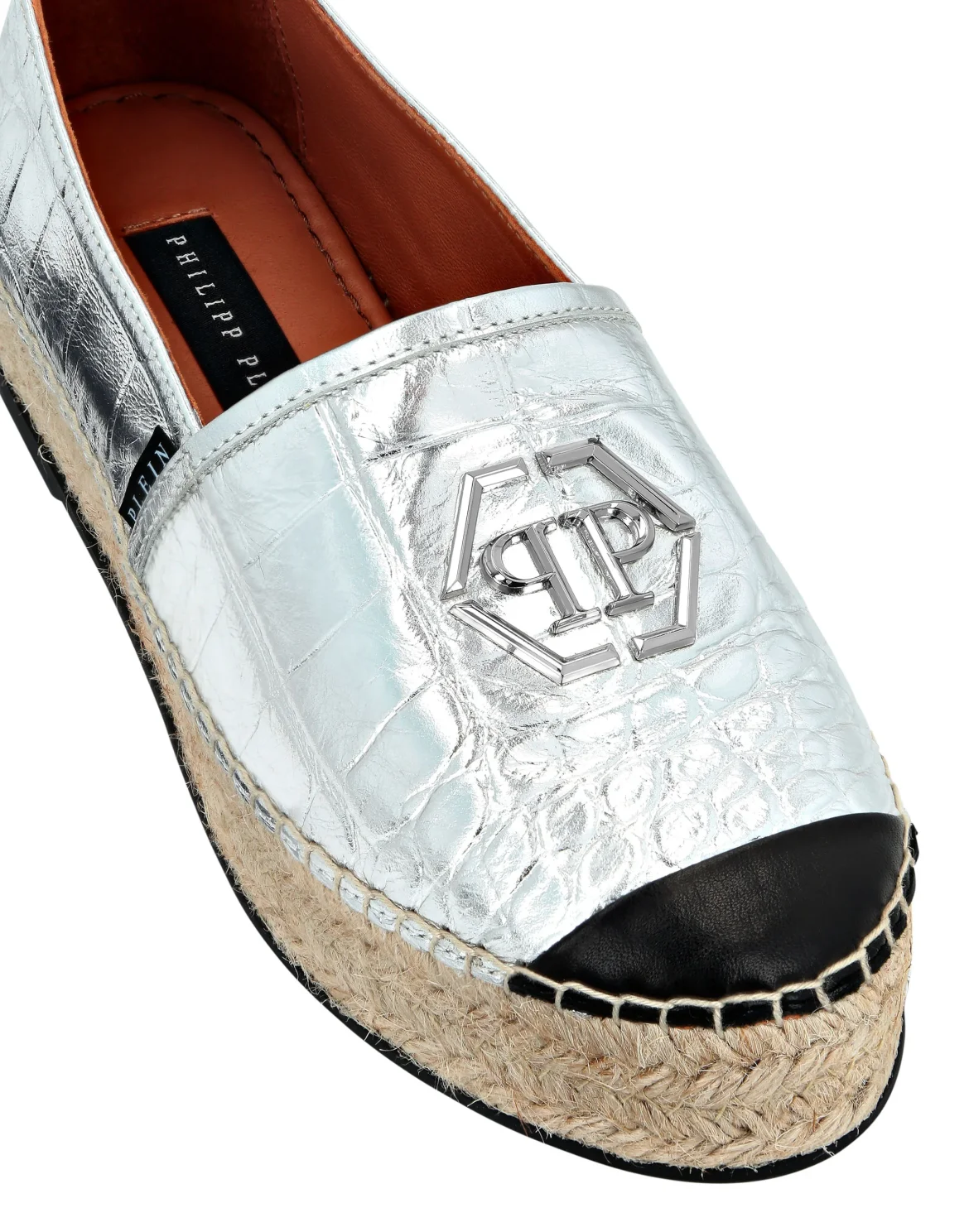 Croco Printed Leather Espadrilles, цвет: Белый