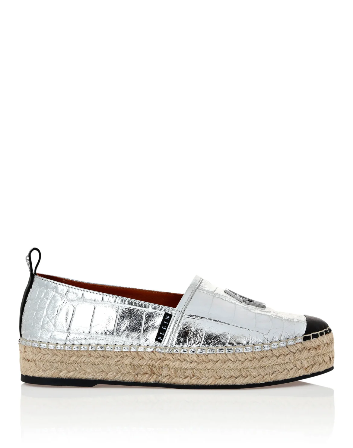Croco Printed Leather Espadrilles, цвет: Белый
