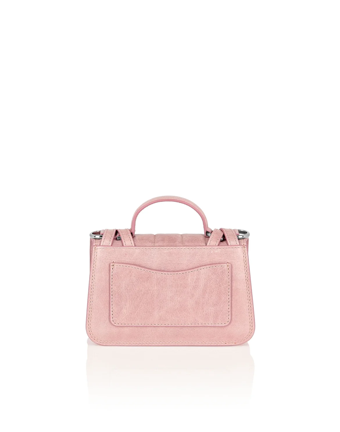 Shiny Crackle Leather Belt Handle Bag Small Hexagon, цвет: Розовый