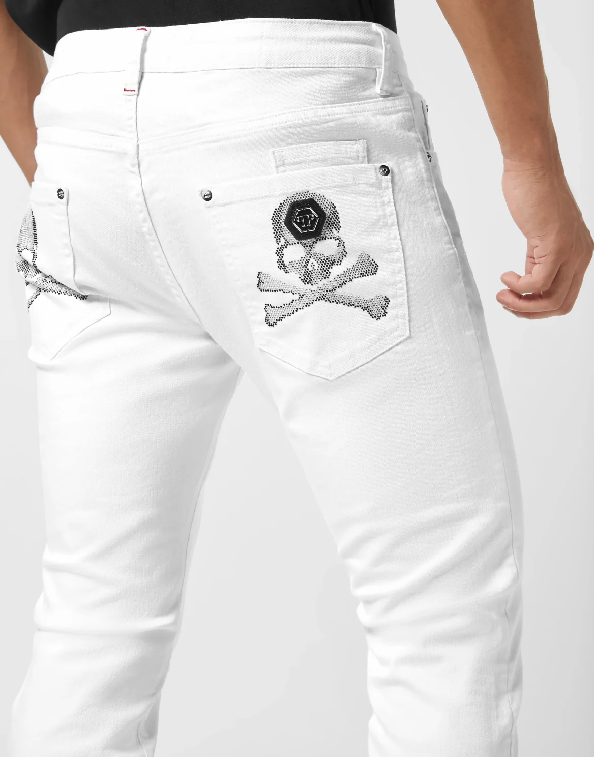 Denim Trousers Super Straight Cut Skulls, цвет: Белый