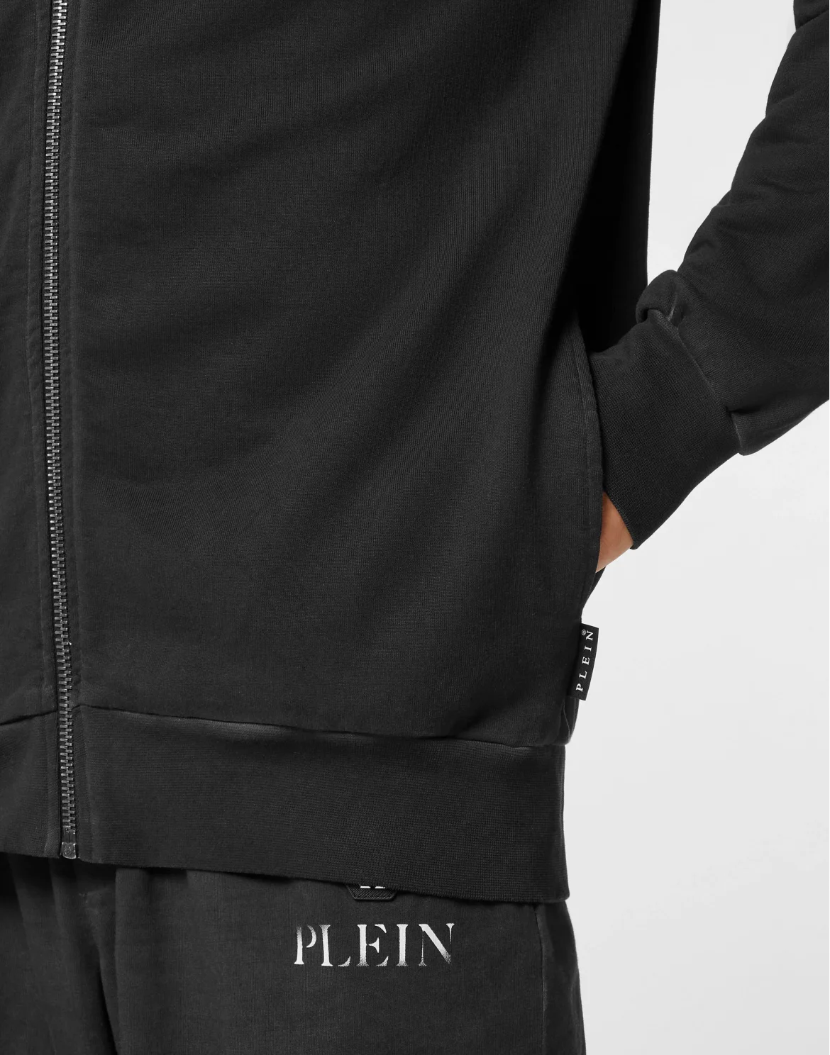 Hoodie Sweatjacket Basic Plein Old Dye, цвет: Черный