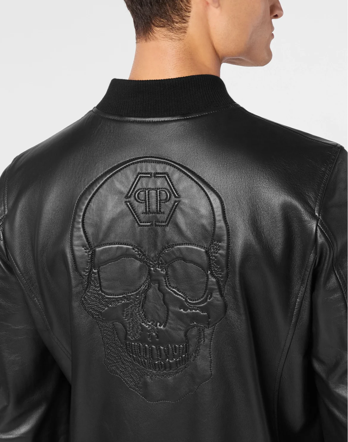 Leather Bomber Jacket Skull, цвет: Черный