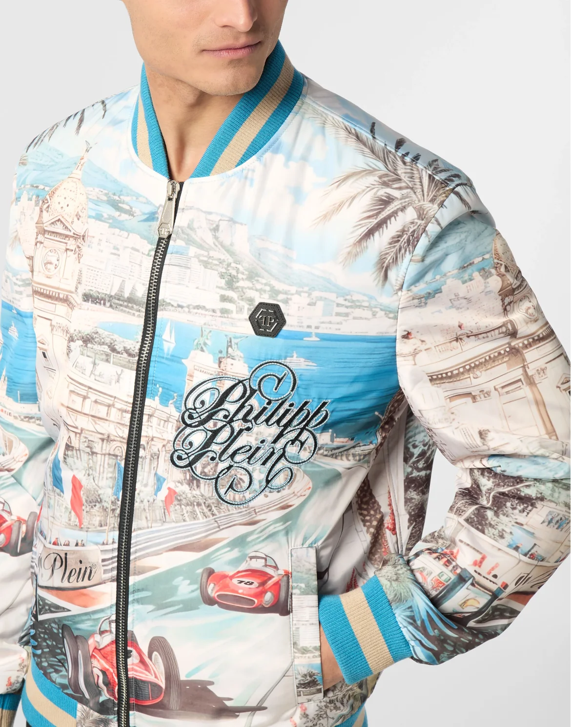 Satin Bomber Jacket Monaco Cote d'Azur, цвет: Мультиколор