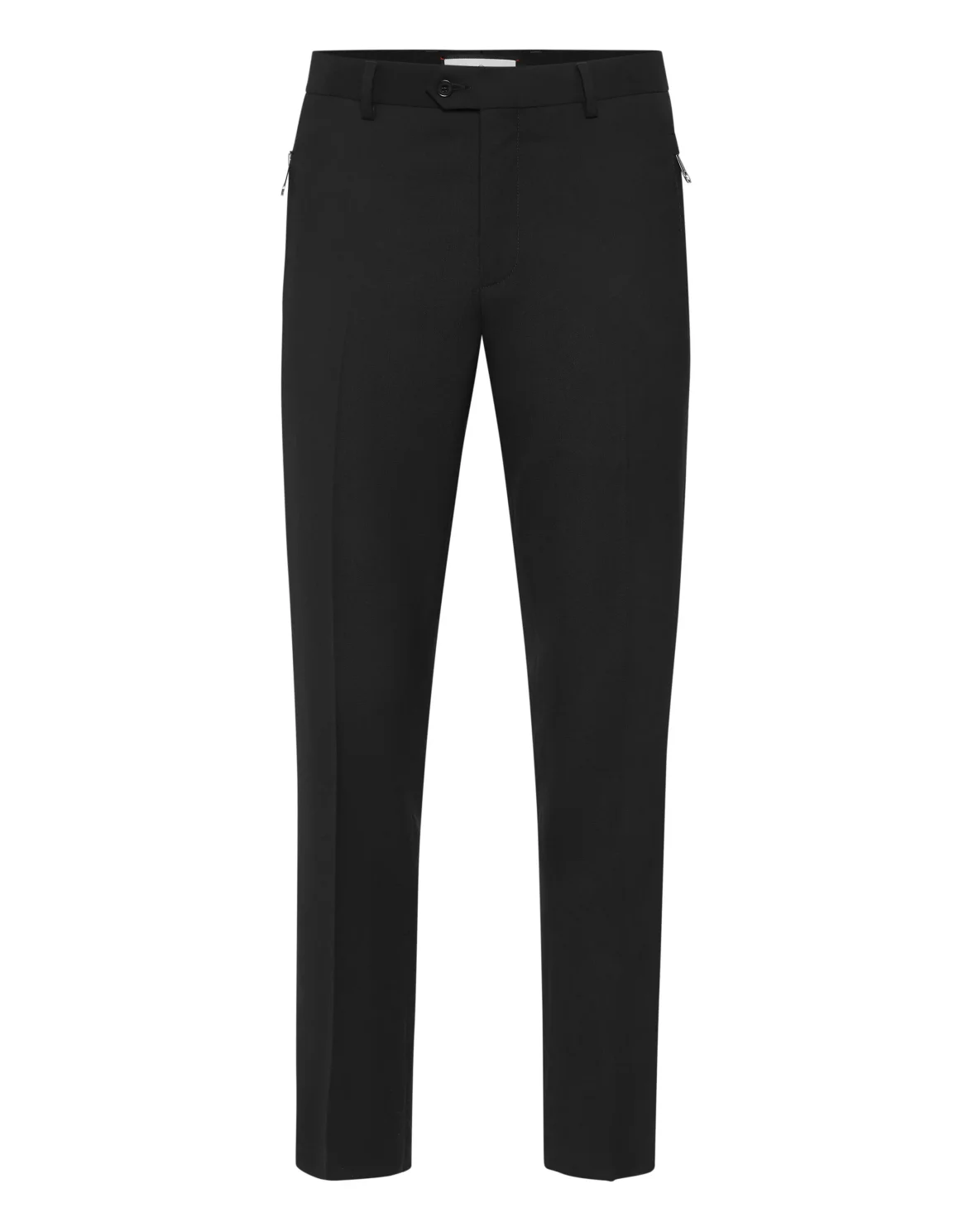 Wide Leg Wool Trousers, цвет: Черный