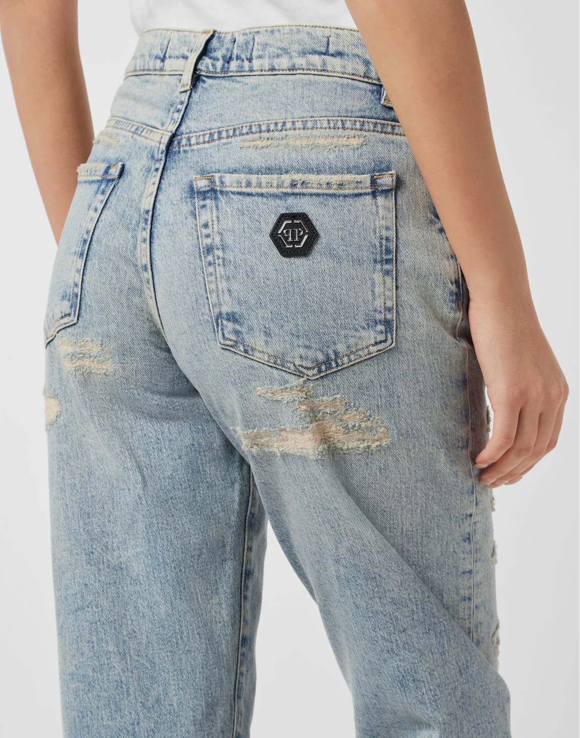 Mom Fit Vintage Denim Trousers, цвет: Голубой